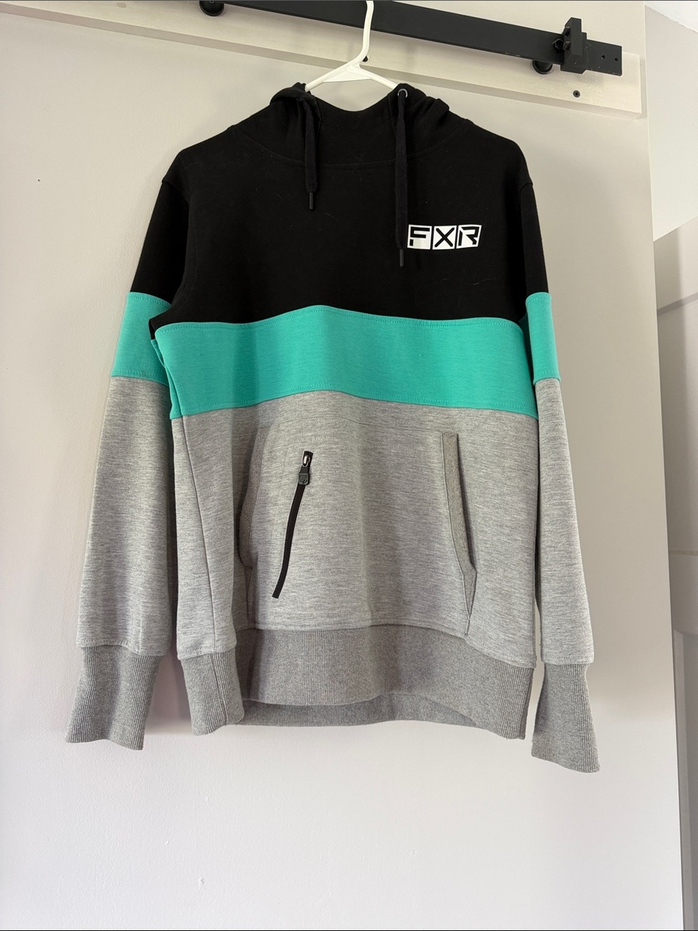 FXR Women’s Colorblock Hoodie - Black, Teal & Gray